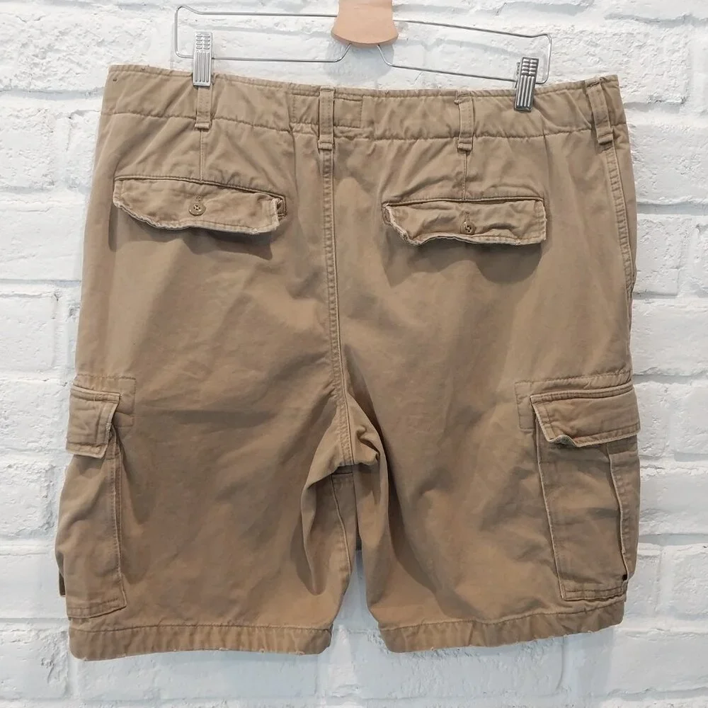Vintage Abercrombie & Fitch Cargo Shorts Mens 36 Tan Khaki 100% Cotton Twill 90s